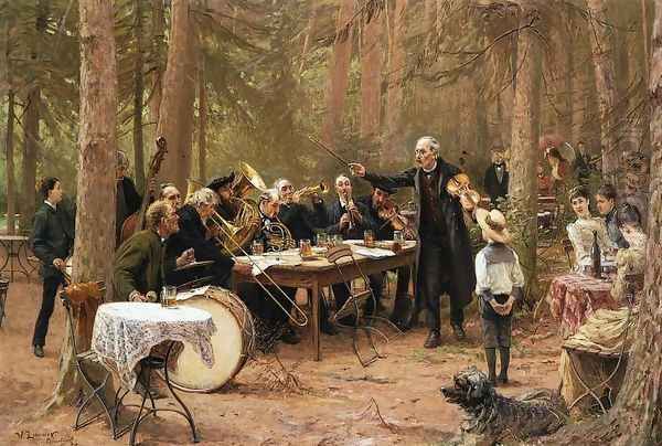 The Orchestra, Biergarten Oil Painting by Wilhelm-Carl-August Zimmer