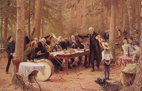 The Orchestra, Biergarten 2 Oil Painting by Wilhelm-Carl-August Zimmer