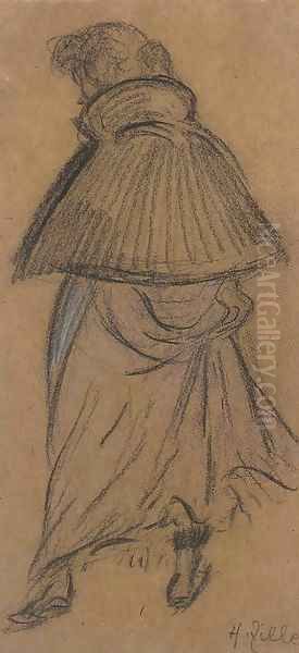 Frau mit Cape Oil Painting by Heinrich Zille