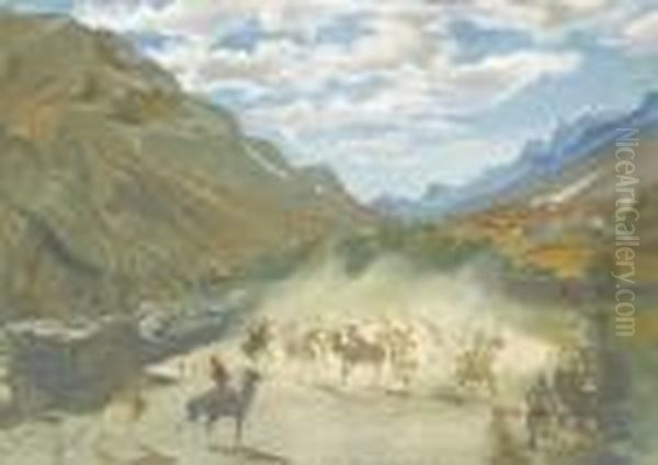 Polo Game At Misgar Oil Painting by Aleksandr Evgen'evich Iakovlev