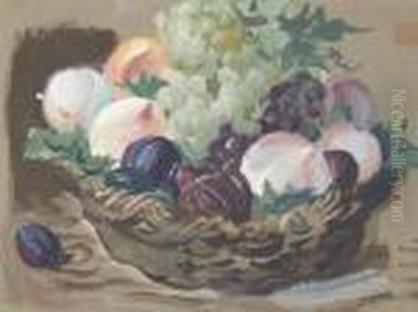 Still Life With White Grapes Oil Painting by Aleksandr Evgen'evich Iakovlev