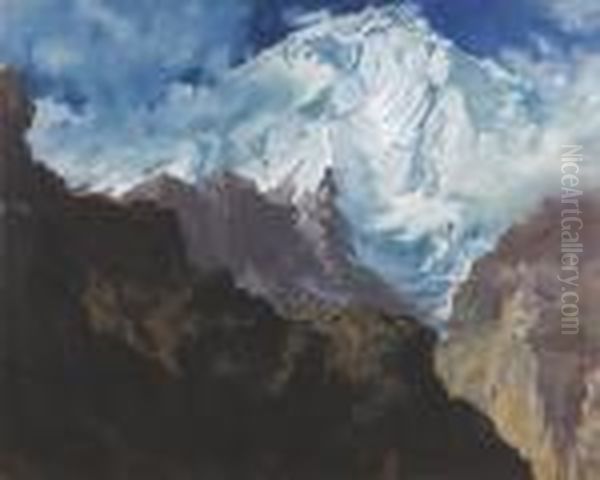 Mount Rakaposhi Oil Painting by Aleksandr Evgen'evich Iakovlev