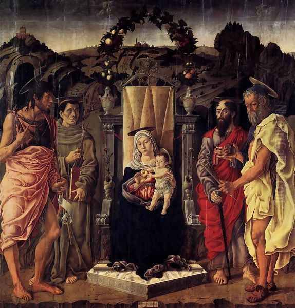 Madonna and Child Enthroned with Saints 1471 Oil Painting by Marco Zoppo