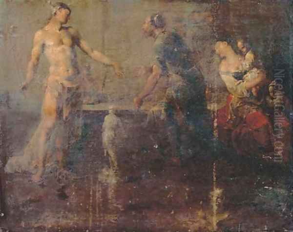 Mercury in the sculptor's studio Oil Painting by Januarius Zick