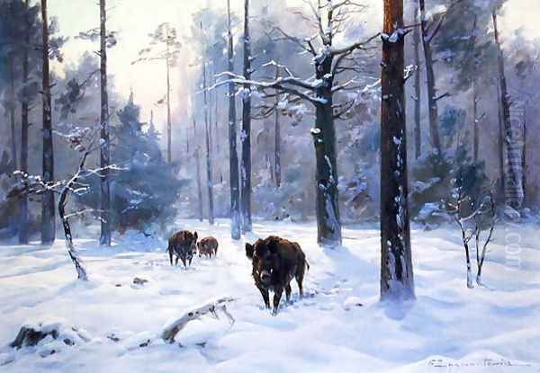 Winter in the Forest, c.1930 Oil Painting by Ignacy (Czeslaw Wasilewski) Zygmuntowicz