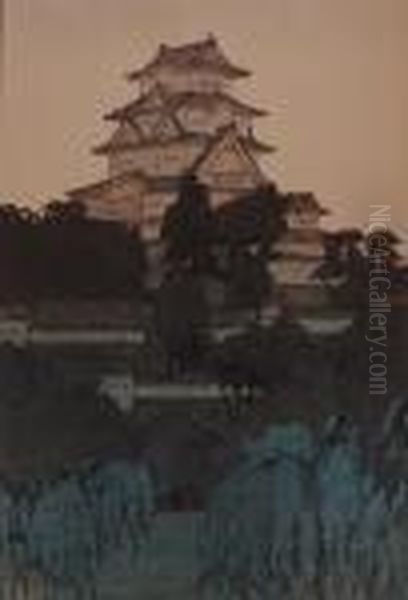 Himeji Castle Oil Painting by Hiroshi Yoshida