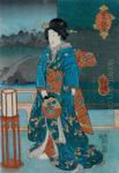 Schauspieler In Einer Frauenrolle Oil Painting by Utagawa Yoshitora