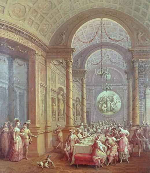 Fete Champetre at The Oaks, near Epsom: The Supper Room Oil Painting by Antonio Zucchi