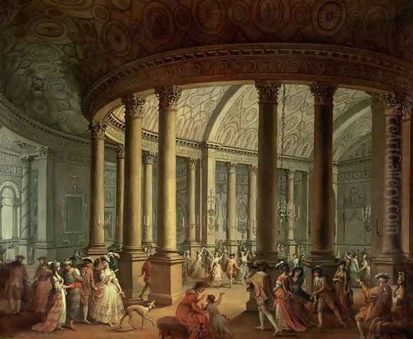 Fete Champetre at The Oaks, near Epsom: The Ballroom Oil Painting by Antonio Zucchi