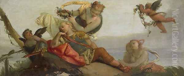 The Sleeping Rinaldo 1760s Oil Painting by Francesco Zugno