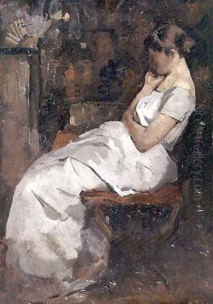 Girl in White, c.1889 Oil Painting by Willem de Zwart