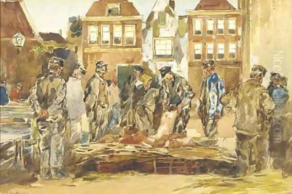 Varkensmarkt at the pig-market Oil Painting by Willem de Zwart