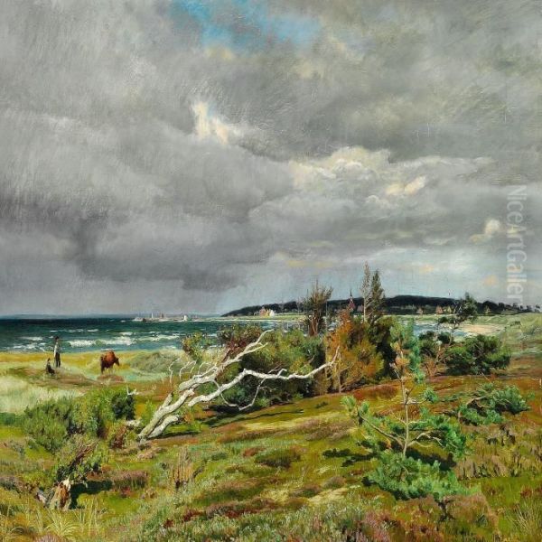 Bygevejr Over Hornbaek Oil Painting by Christian Zacho