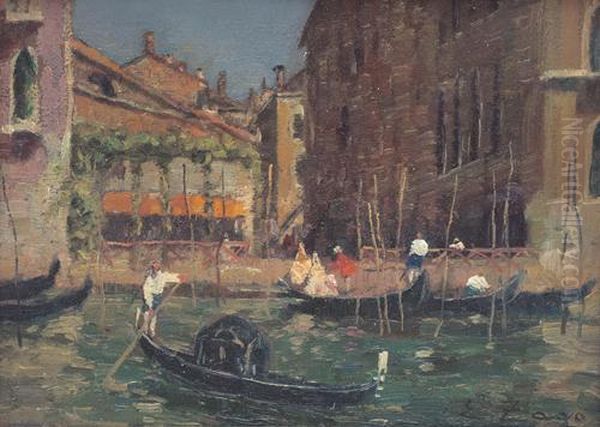 Gondole A Venezia Oil Painting by Erma Zago