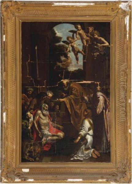 The Last Communion Of Saint Jerome Oil Painting by Domenico Zampieri (Domenichino)