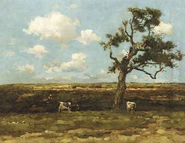 De eik cows by an oak tree in a landscape Oil Painting by Willem de Zwart