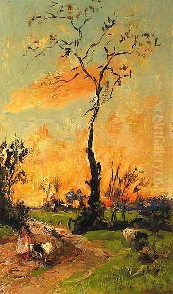 Ondergaande zon Oil Painting by Willem de Zwart