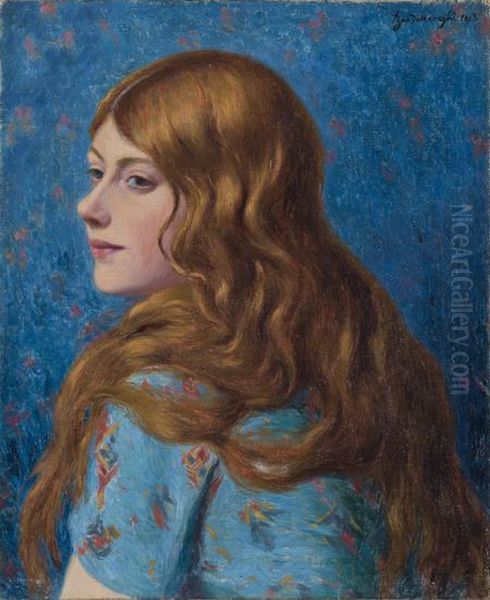 Buste De Femme Rousse Vue De Profil Oil Painting by Federigo Zandomeneghi