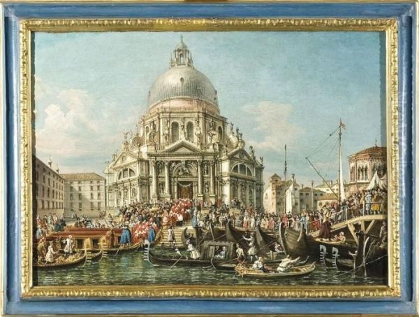 La Festa Della Madonna Della Salute A Venezia Oil Painting by Francesco Zanin