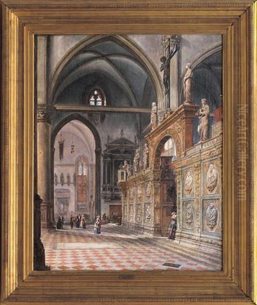 Interno Della Chiesa Dei Frari Oil Painting by Francesco Zanin