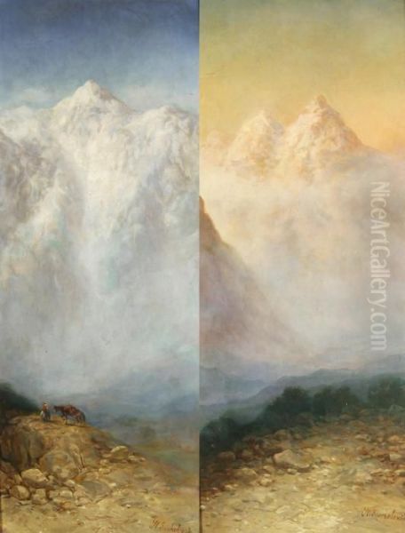 Caucasian Mountains Oil Painting by Ilya Nikolaevich Zankovsky