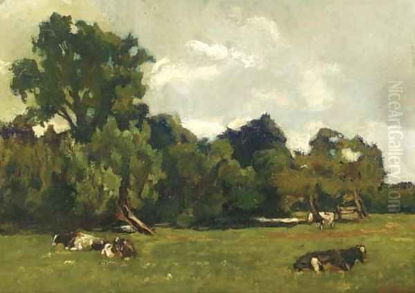 Landschap bij Loosduinen Cows in a meadow by Loosduinen Oil Painting by Willem de Zwart