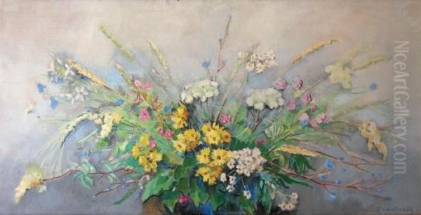 Bouquet De Fleurs Oil Painting by Czeslaw Zawadzinski