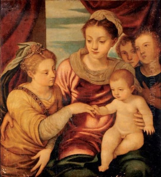 Le Mariage Mystique De Sainte Catherine Oil Painting by Giovanni Battista Zelotti