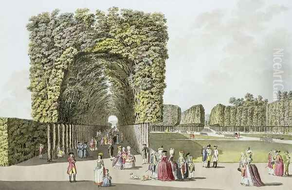 Part of the garden at Ausgarten, Vienna, from Pleasure Gardens in and around Vienna, published c.1790 Oil Painting by Johann Ziegler