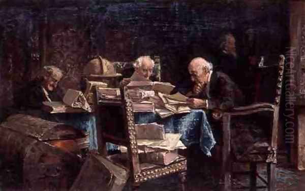 Bibliophiles, 1866 Oil Painting by Luigi Zuccoli