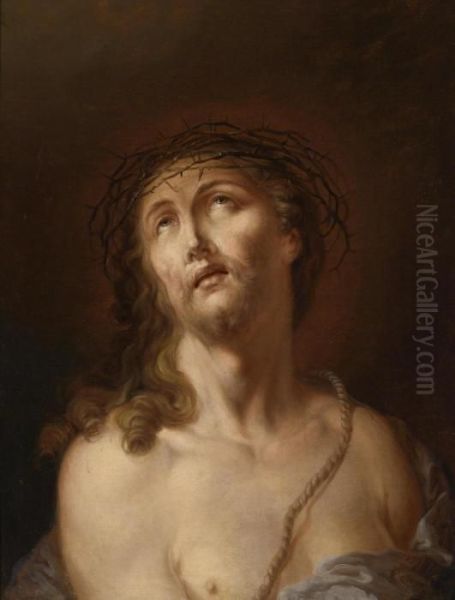 Christ As The Man Of Sorrows Oil Painting by Januarius Zick