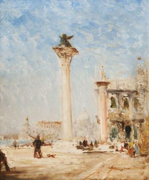 Les Colonnes De La Place Saint Marc A Venise Oil Painting by Felix Ziem