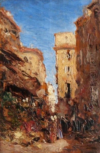 Marche Dans Les Rues De Marseille Oil Painting by Felix Ziem