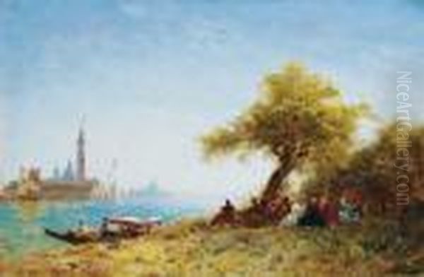 Repos Sous Les Arbres Pres De Venise Oil Painting by Felix Ziem