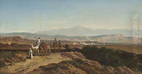 The camel train Oil Painting by August Albert Zimmermann