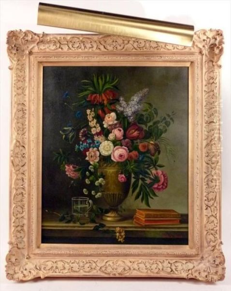 Floral Still Life Oil Painting by Emile Zola