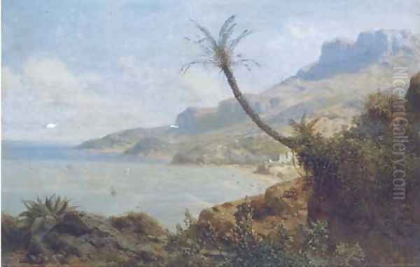 A view of a Mediterranean bay Oil Painting by August Albert Zimmermann