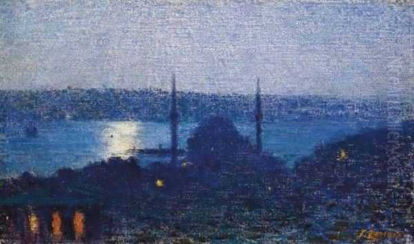 Moonlight On The Bosphorus Oil Painting by Fausto Zonaro