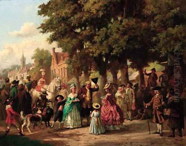 A village festival Oil Painting by Jan Jacob Zuidema Broos