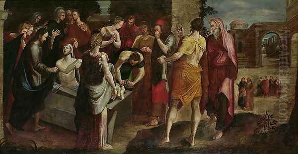 Resurrection of Lazarus Oil Painting by Lambert Zutman