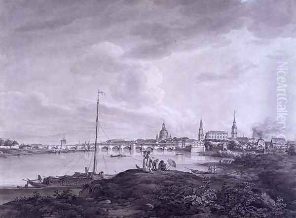 View of Dresden, c.1788 Oil Painting by Adrian Zingg