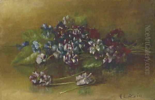 Still Life with Flowers Oil Painting by Abbie Luella Zuill