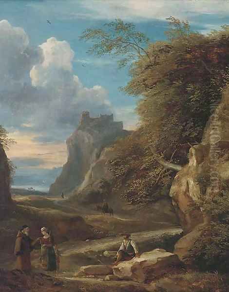 An Arcadian landscape Oil Painting by Francesco Zucarelli