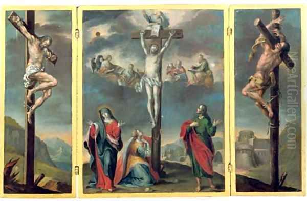 A Crucifixion Oil Painting by Januarius Zick