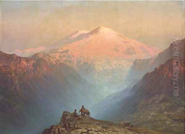 Sunset to the west of Mount Ararat Oil Painting by Il'ia Nikolaevich Zankovskii