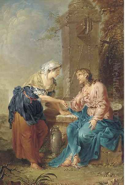 Christ and the Woman of Samaria Oil Painting by Januarius Johann Rasso Zick