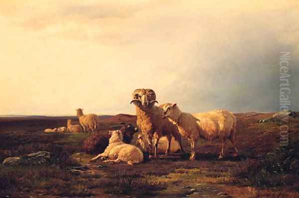 Sheep In A Landscape Oil Painting by Johannes Wilhelm Zillen