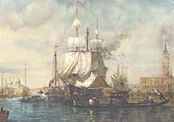 Docking in Venice before the Doge's Palace Oil Painting by Felix-Francois-Georges-Philibert Ziem