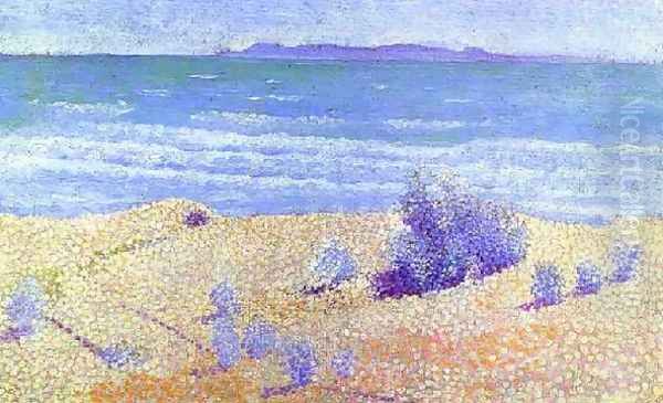 Beach On The Mediterranian Oil Painting by Henri Edmond Cross