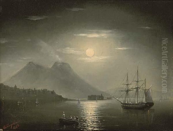 A Moonlit Landing Oil Painting by Ivan Konstantinovich Aivazovsky